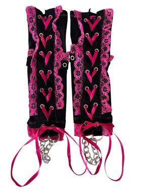Tripp NYC Hot Pink Lolita Lace Up Gloves OS
